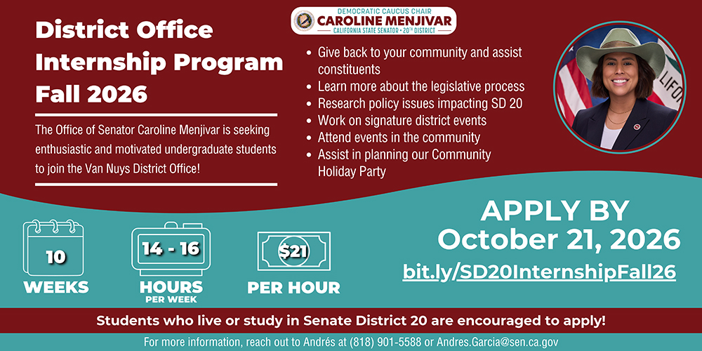 District Office Internship Program is officially open. Submit an application online by October 21st 2026