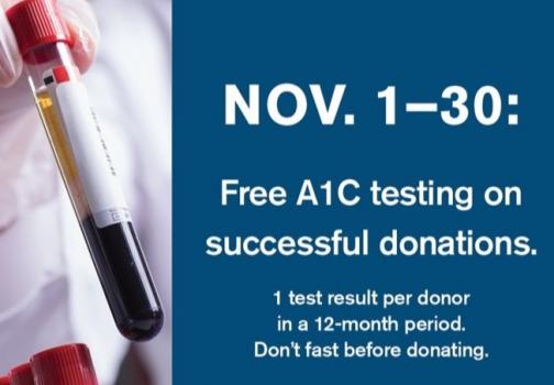 Free A1C Screenings for blood donor
